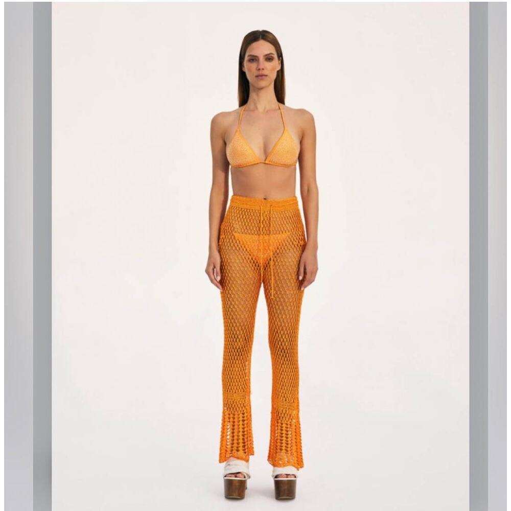 NWT CULT GAIA Iriel Knit Crochet Coverup Pants in Apricot resort beach babe 2983